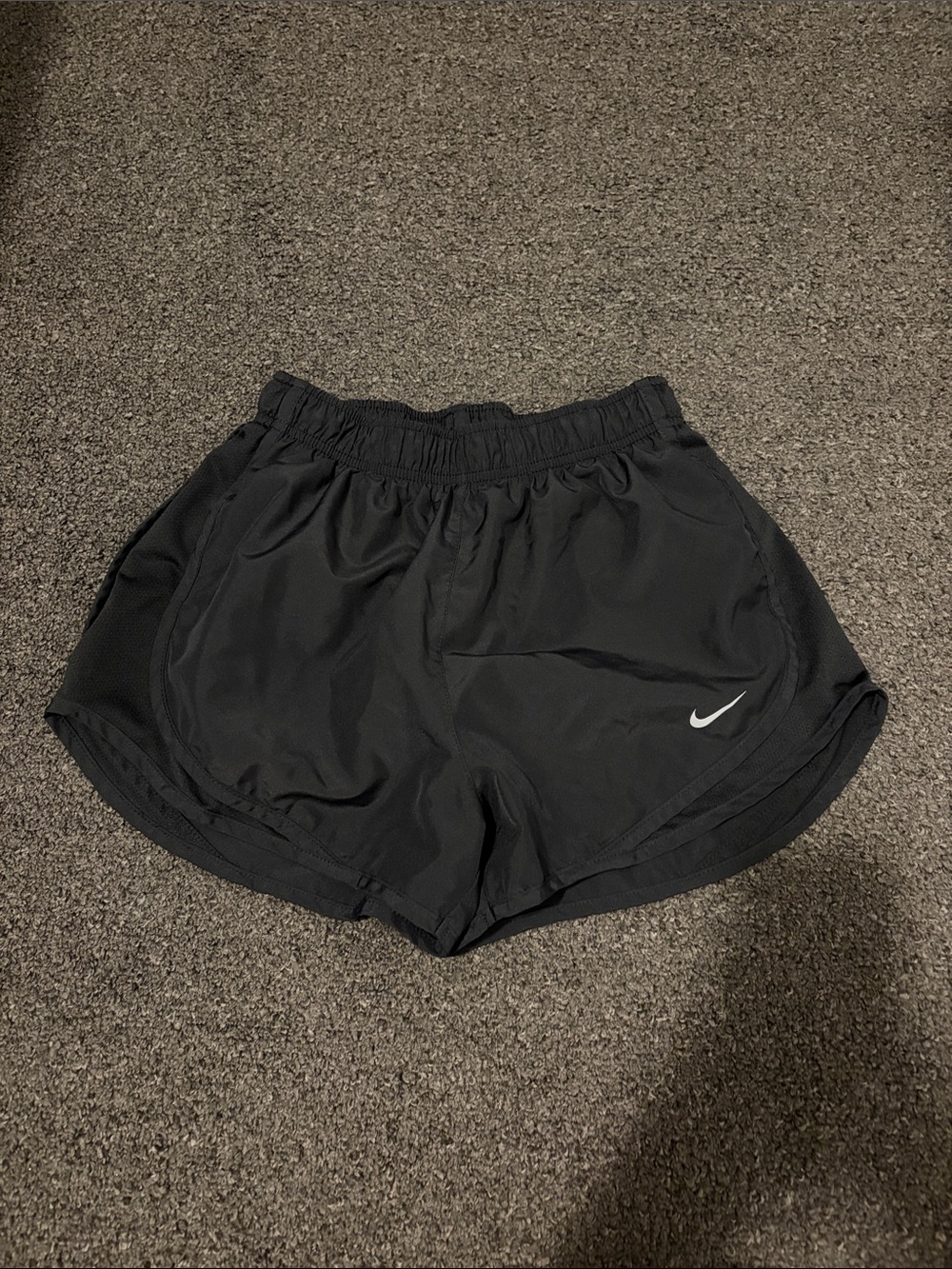 Nike Women's Black Athletic Running Shorts with White Swoosh